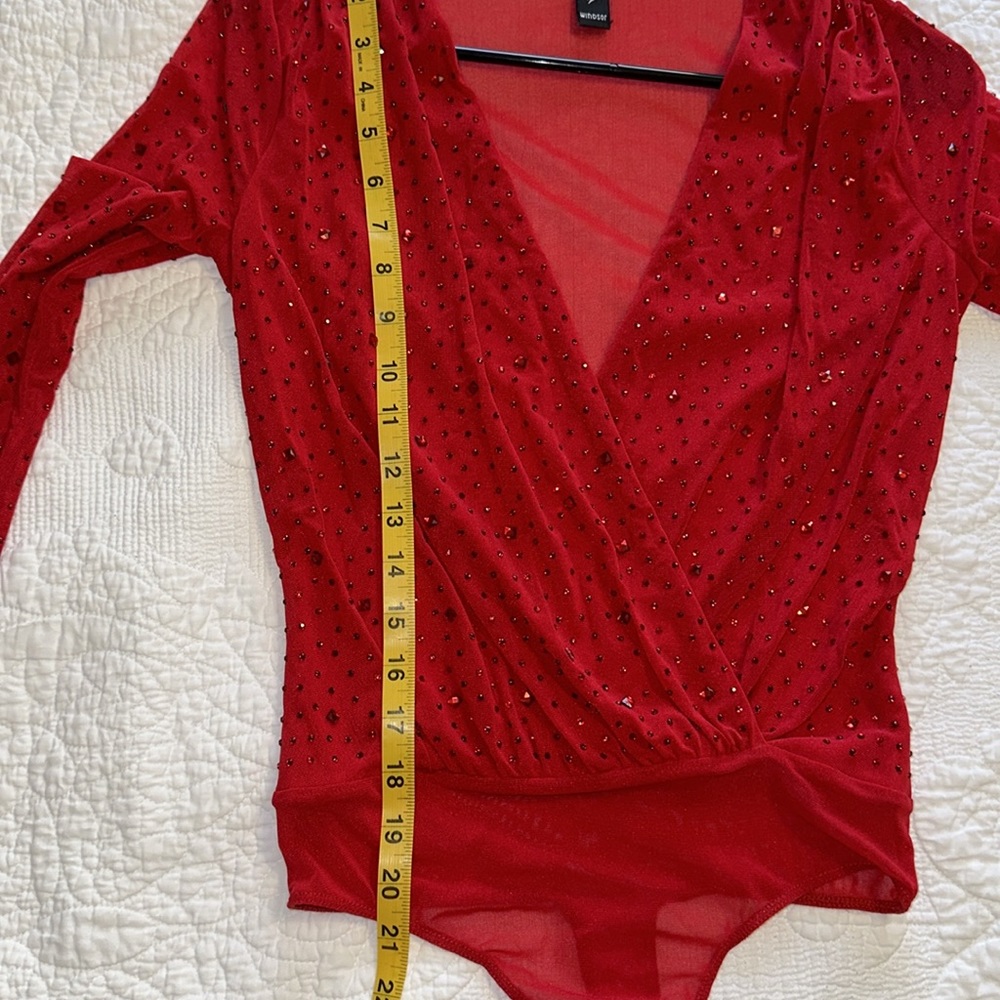 Red Rhinestone Bodysuit - Picture 5 of 5